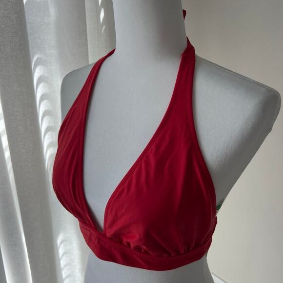 J. Crew Red halter tie-back bikini top with mesh NWT - Picture 2 of 3